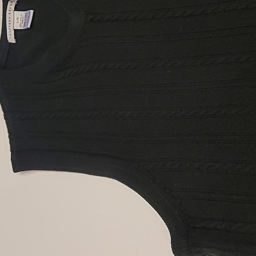 Geoffrey Beene Pullover V-Neck Cable Print Front Vest Black Large - Picture 5 of 10